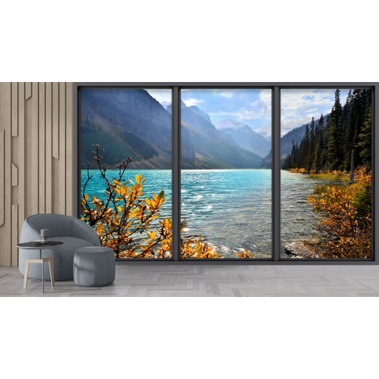 Carta da parati panoramica - Illusione ottica - Vista sul lago