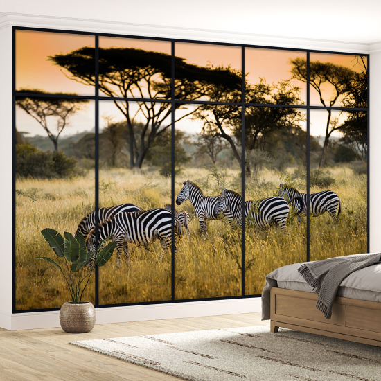 Carta da parati panoramica - Illusione ottica - Zebre