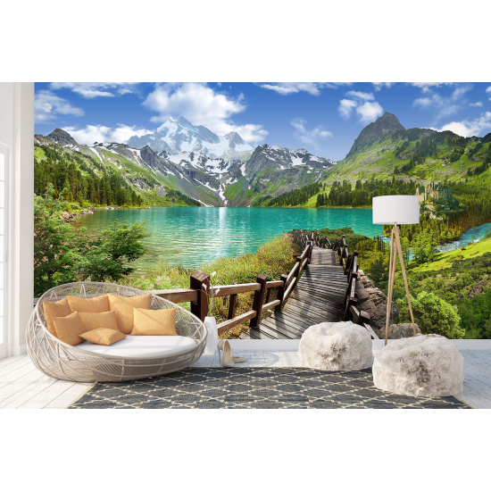 Carta da parati panoramica - Lago Montagne
