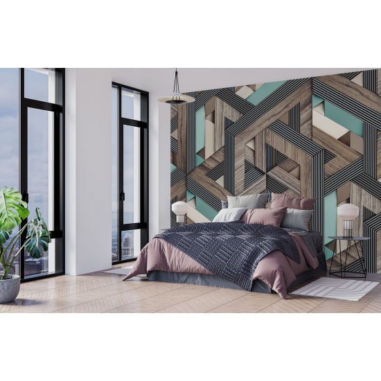 Carta da parati panoramica - Legno geometrico