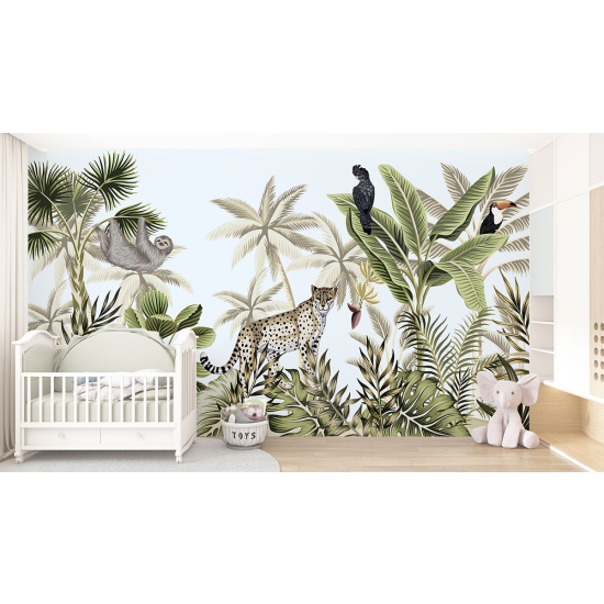 Carta da parati panoramica per bambini - Animali della Giungla