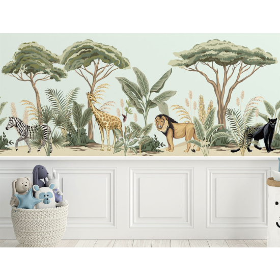 Carta da parati panoramica per bambini - Animali della Giungla