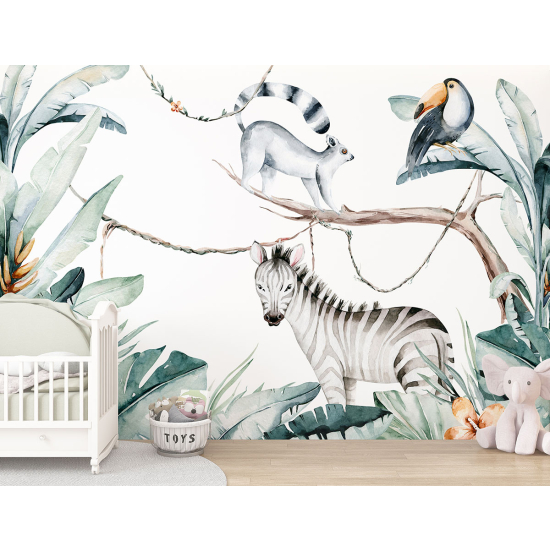 Carta da parati panoramica per bambini - Animali della Giungla