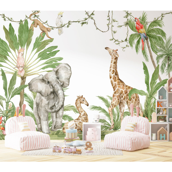 Carta da parati panoramica per bambini - Animali della Giungla