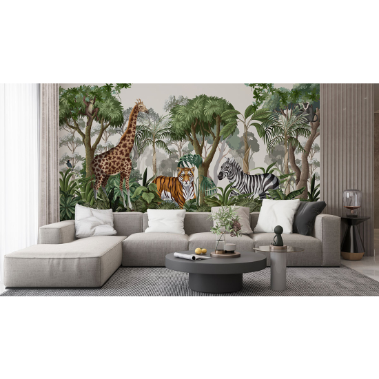 Carta da parati panoramica per bambini - Animali della Giungla