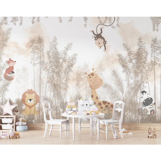 Carta da parati panoramica per bambini - Animali della Giungla