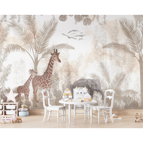 Carta da parati panoramica per bambini - Animali della Giungla