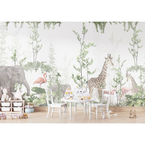 Carta da parati panoramica per bambini - Animali della Giungla