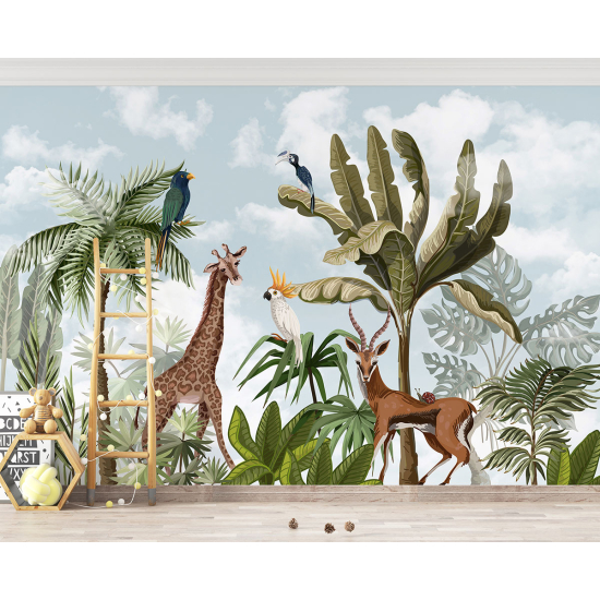 Carta da parati panoramica per bambini - Animali della Giungla