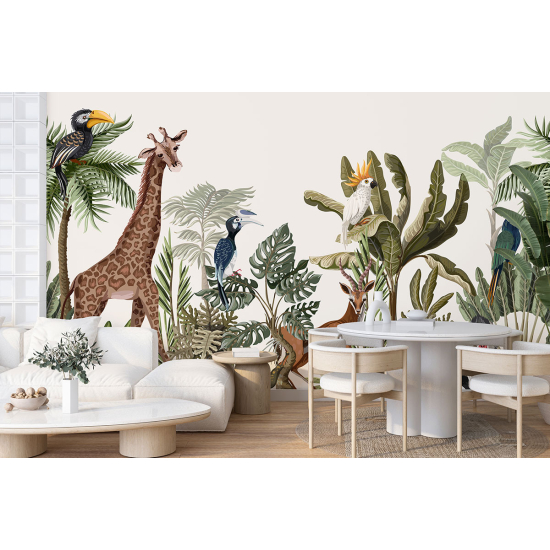 Carta da parati panoramica per bambini - Animali della giungla