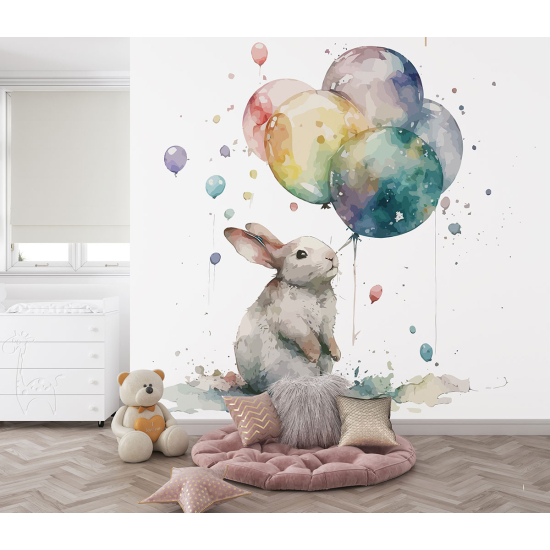 Carta da parati panoramica per bambini - Coniglio Palloncini