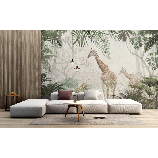 Carta da parati panoramica per bambini - Foresta tropicale Giraffe