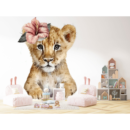 Carta da parati panoramica per bambini - Leonessa Fiori