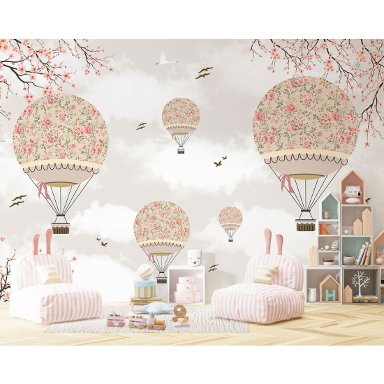 Carta da parati panoramica per bambini - Mongolfiere