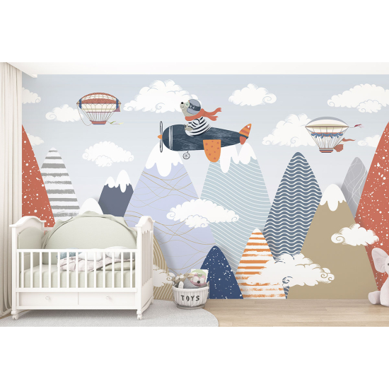 Carta da parati panoramica per bambini - Orsetto Aviatore
