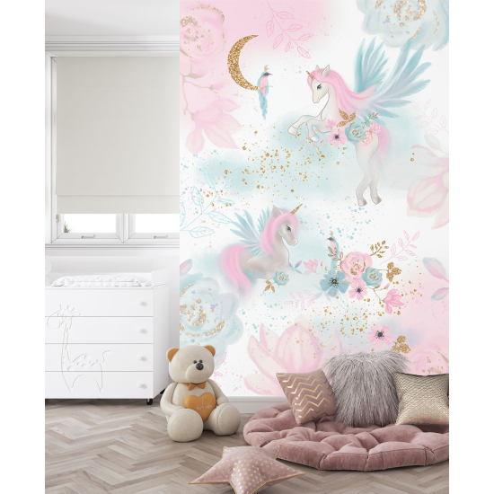 Carta da parati panoramica per bambini - Unicorni