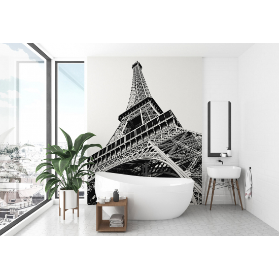 Carta da parati panoramica - Torre Eiffel in bianco e nero