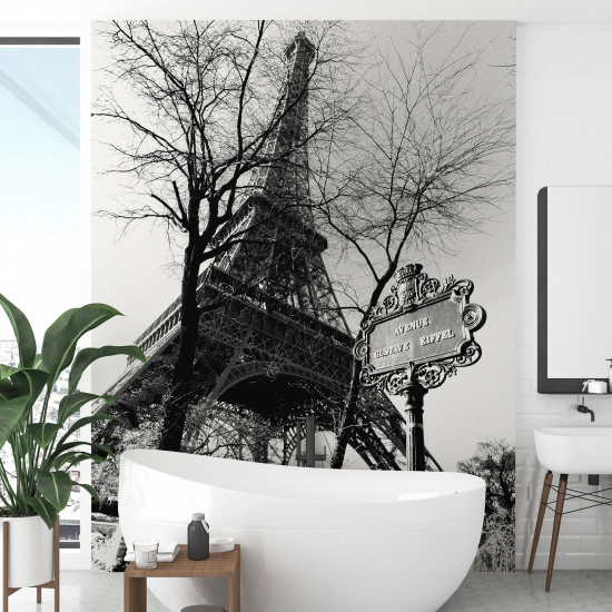 Carta da parati panoramica - Torre Eiffel in bianco e nero