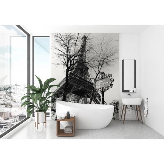 Carta da parati panoramica - Torre Eiffel in bianco e nero