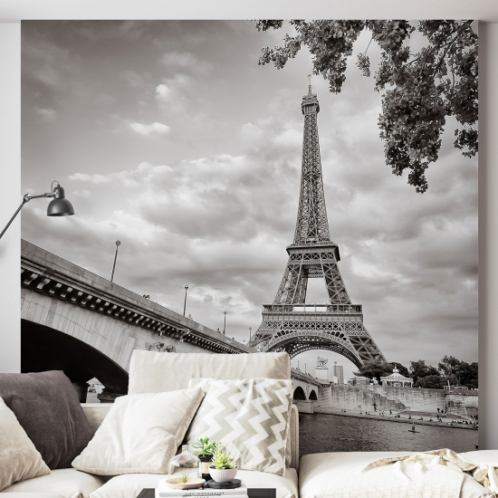 Carta da parati panoramica - Torre Eiffel in bianco e nero