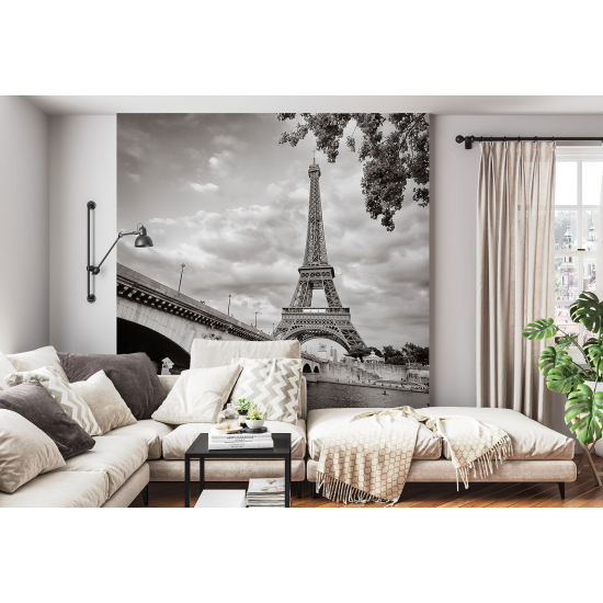 Carta da parati panoramica - Torre Eiffel in bianco e nero