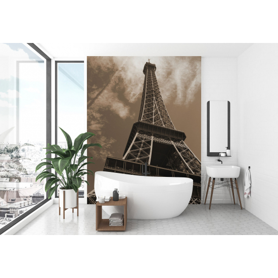 Carta da parati panoramica - Torre Eiffel Seppia