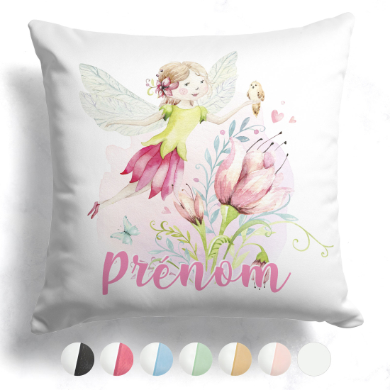 Cuscino bicolore personalizzato - Fata fiori