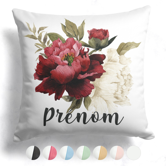Cuscino bicolore personalizzato - Fiori