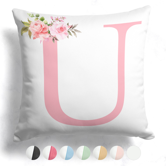 Cuscino monogram bicolore personalizzato - Lettera U