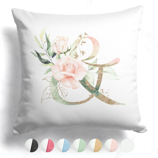 Cuscino monogramma bicolore con Carattere &