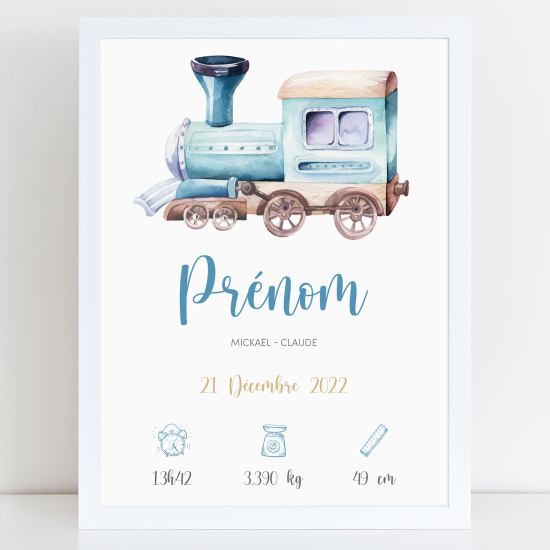 Poster nascita personalizzato - Treno