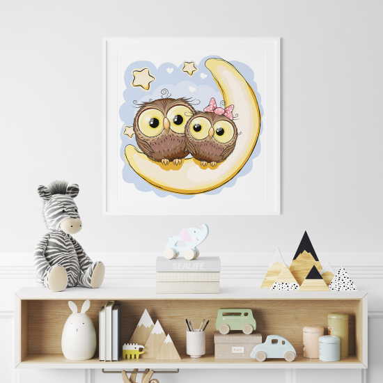 Poster per Bambini - Gufi luna