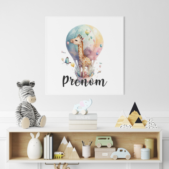 Poster personalizzato per bambini - Mongolfiera Giraffa
