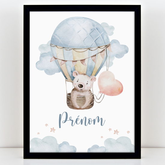Poster personalizzato per bambini - Mongolfiera orsetto