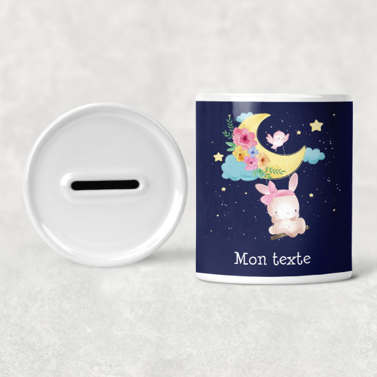 Salvadanaio per bambini personalizzato - Coniglio Altalena