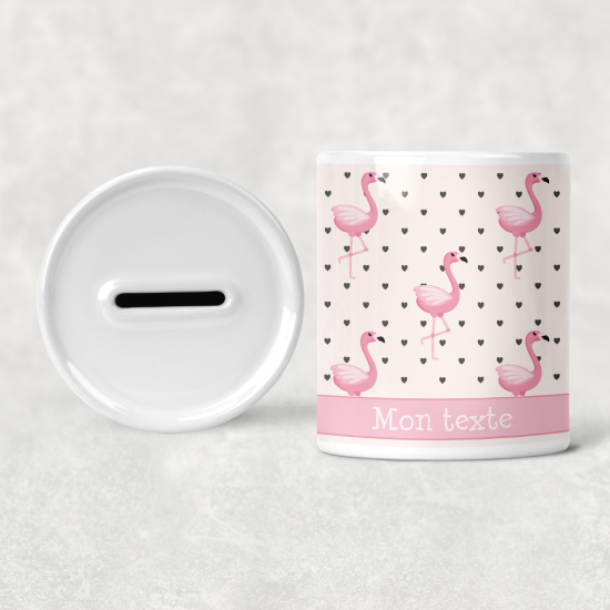 Salvadanaio per bambini personalizzato - Fenicotteri Rosa Cuori