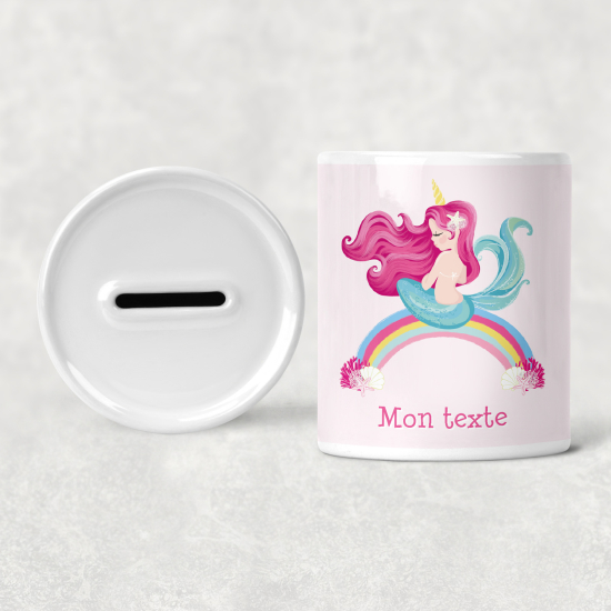 Salvadanaio per bambini personalizzato - Sirena Arcobaleno