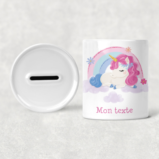 Salvadanaio per bambini personalizzato - Unicorno arcobaleno