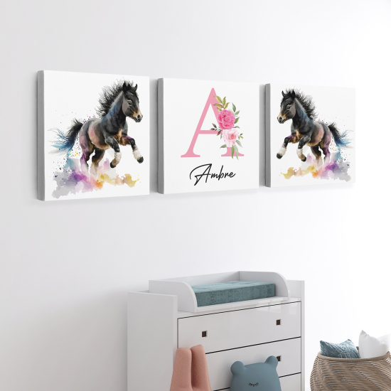 Set di 3 Tele per bambini personalizzate - Puledri