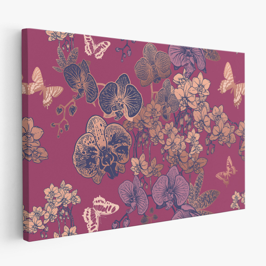 Stampa su tela - Fiori farfalle