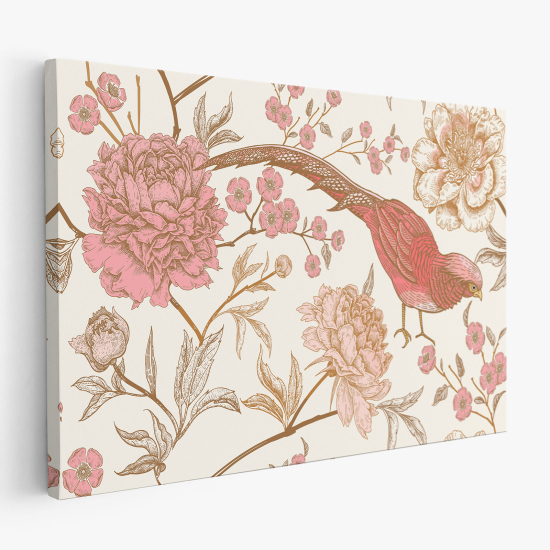 Stampa su tela - Fiori Uccello