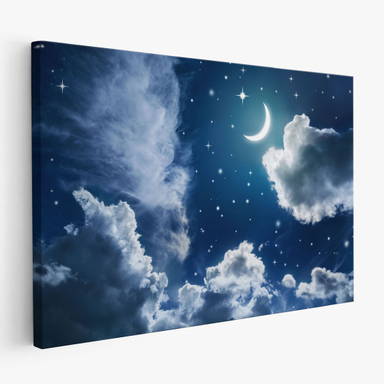 Stampa su tela per Bambini - Notte luna stellata