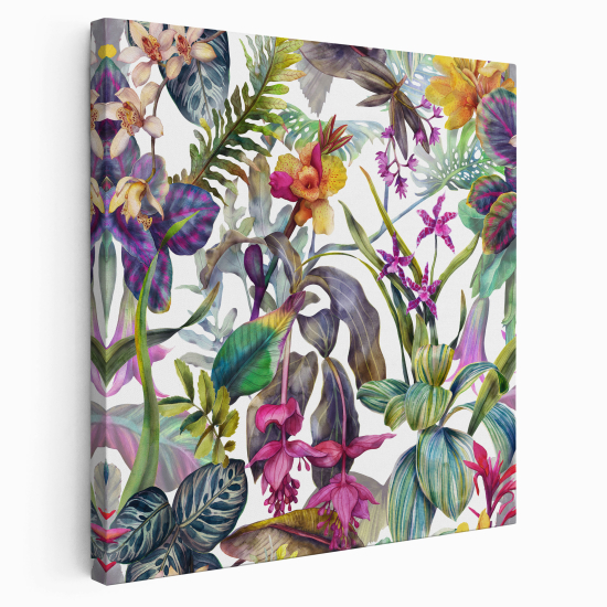 Stampa su tela Quadrata - Fiori tropicali