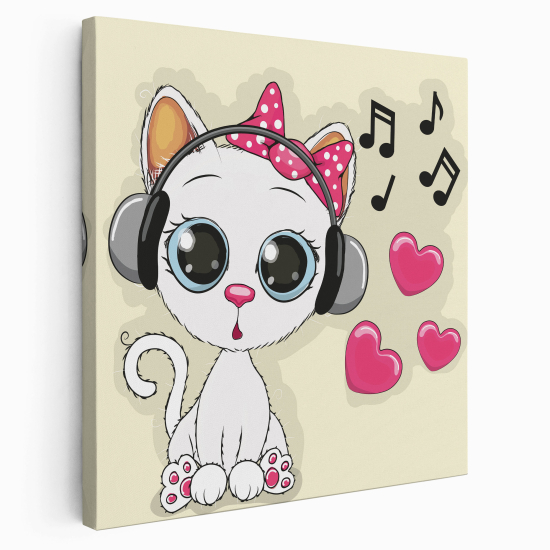 Stampa su tela Quadrata per Bambini - Chat musicale