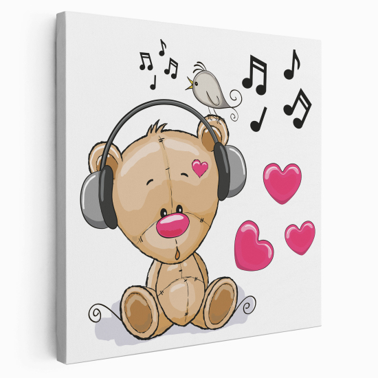 Stampa su tela Quadrata per Bambini - Orsetto musicale