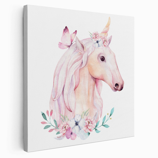 Stampa su tela Quadrata per Bambini - Unicorno farfalla
