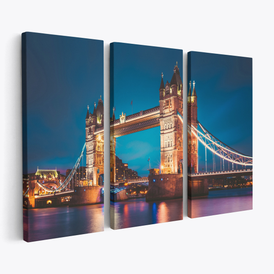 Stampa Trittico su tela - Londra Tower Bridge