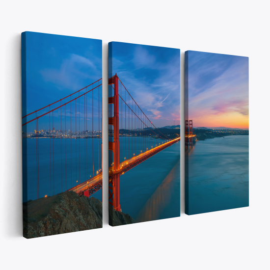 Stampa Trittico su tela - Ponte Golden Gate
