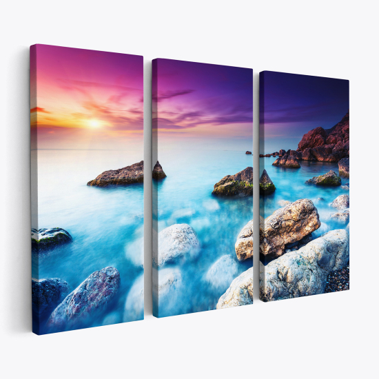 Stampa Trittico su tela - Vista Mare