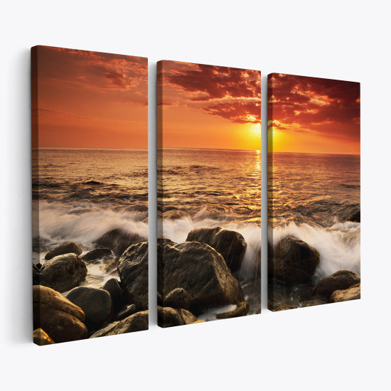 Stampa Trittico su tela - Vista Mare oceano